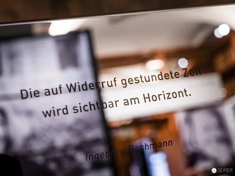 Exhibition View of Ingeborg Bachmann Homage with Textual Fragment