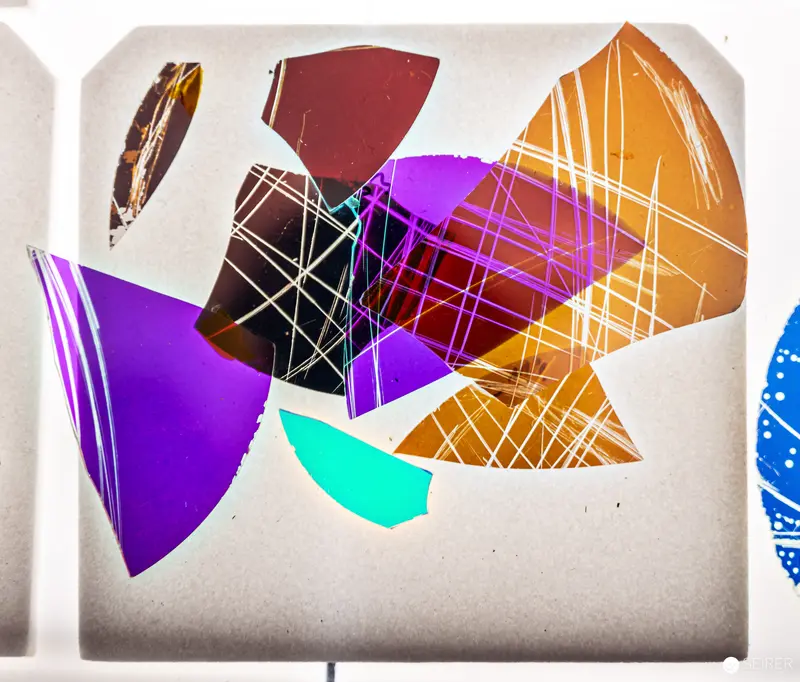 Abstract Geometric Composition with Fragmented Color Planes and Linear Intersections