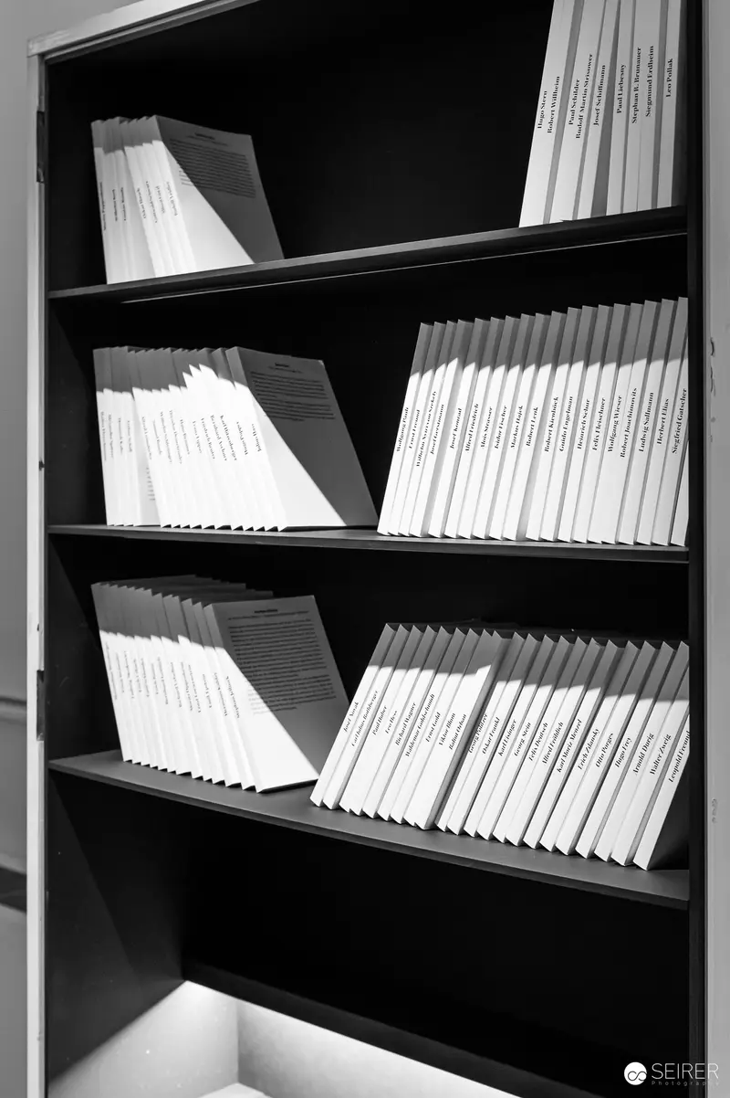 Black and White Archival Document Storage Shelves in Monochrome Composition
