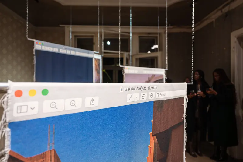 Digital Window Frame Revealing Exhibition Space at Stefanie Moshammer Event
