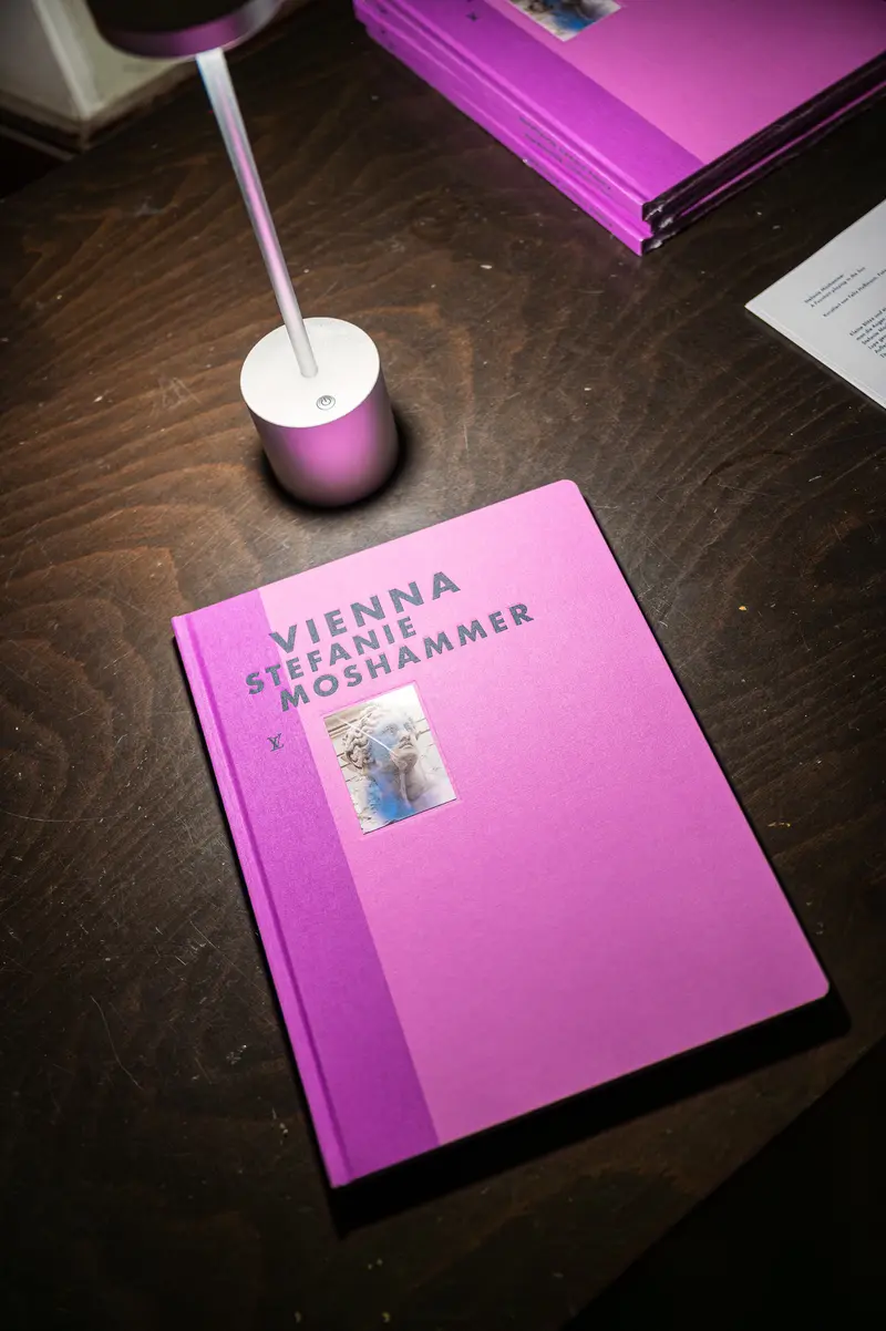 Vienna Stefanie Moshammer Book "Vienna Secrets" Pink Book and Lamp Close-Up