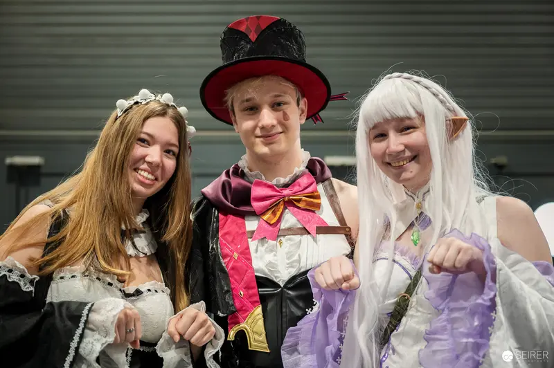 Cosplay Trio at Vienna ComicCon 2023 in Stylized Fantasy Costumes