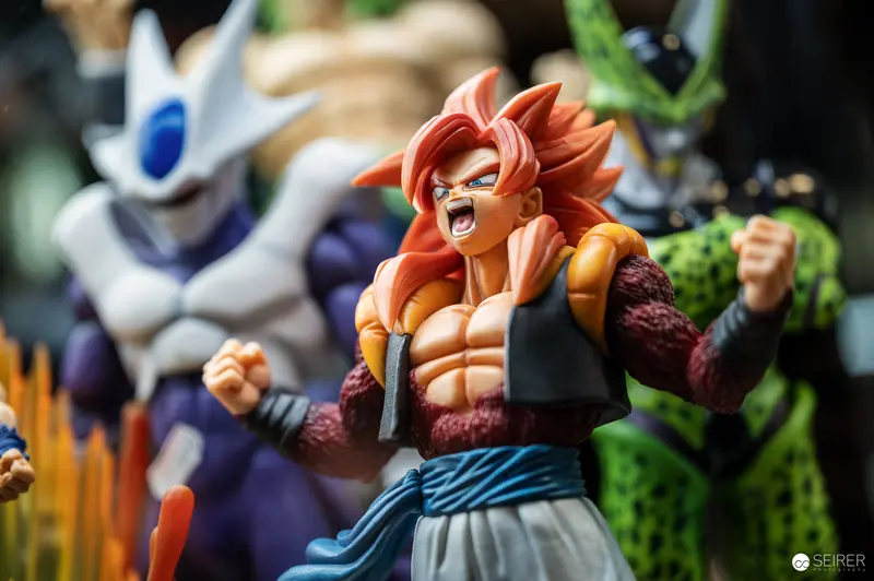 Dragon Ball Gogeta Super Saiyan 4 figure on merchandise stand at VIECC Vienna Comic Con 2023