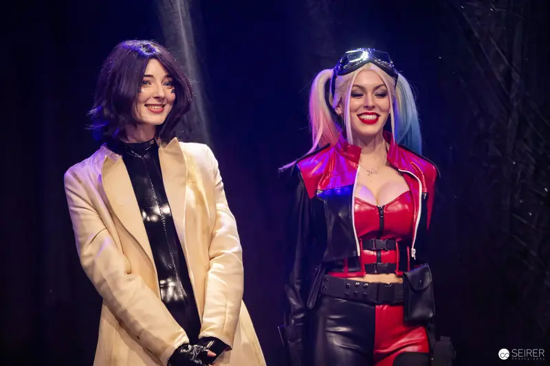 Harley Quinn and Catwoman Cosplayers on Stage at VIECC Vienna Comic Con 2023