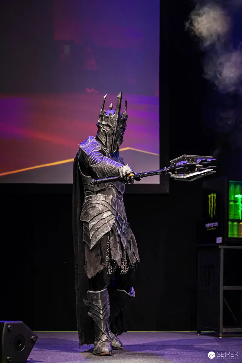 Sauron Cosplayer with Mace on Cosplay Stage at VIECC Vienna Comic Con 2023