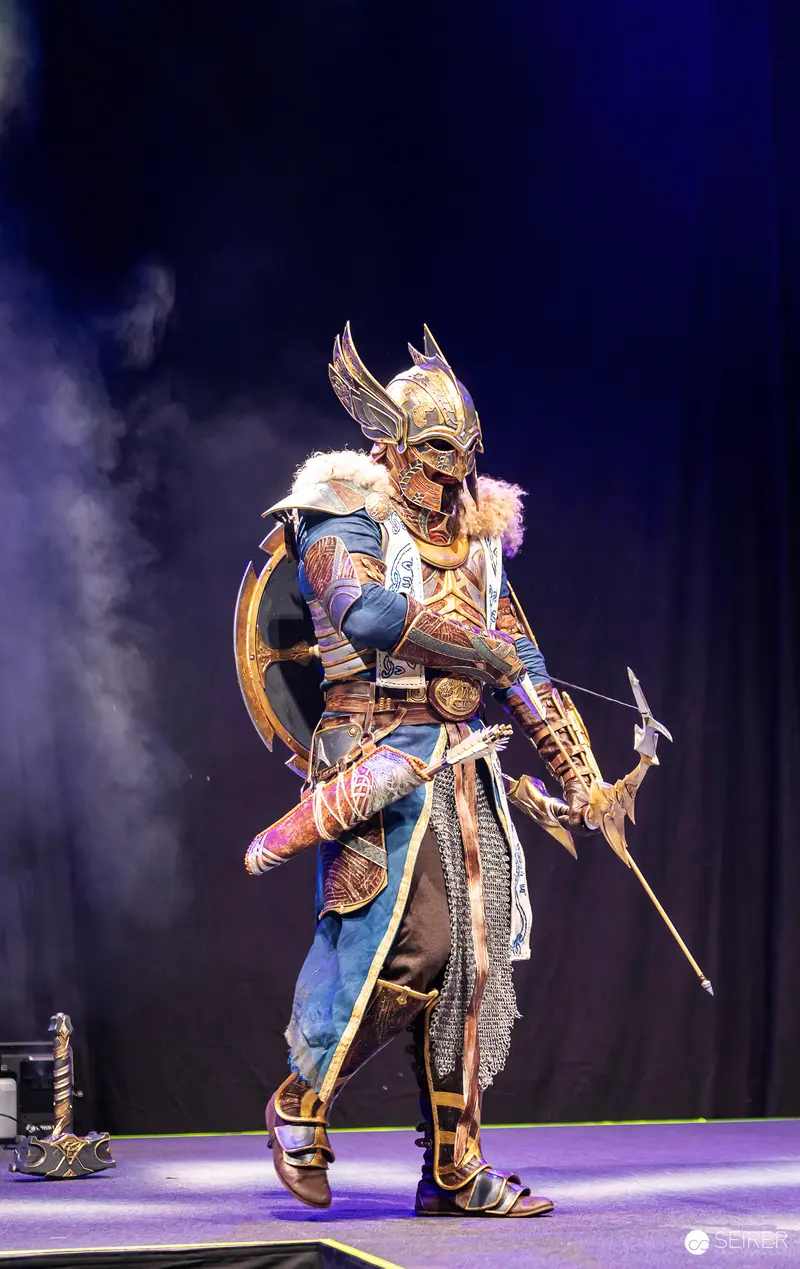 Winged-Helmet Fantasy Archer Cosplay on the Cosplay Contest Stage at VIECC Vienna Comic Con 2023