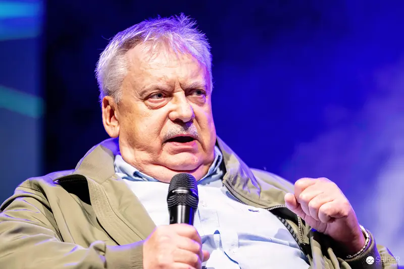 Elderly Male Guest Speaking on Panel Stage at Vienna Comic Con 2023