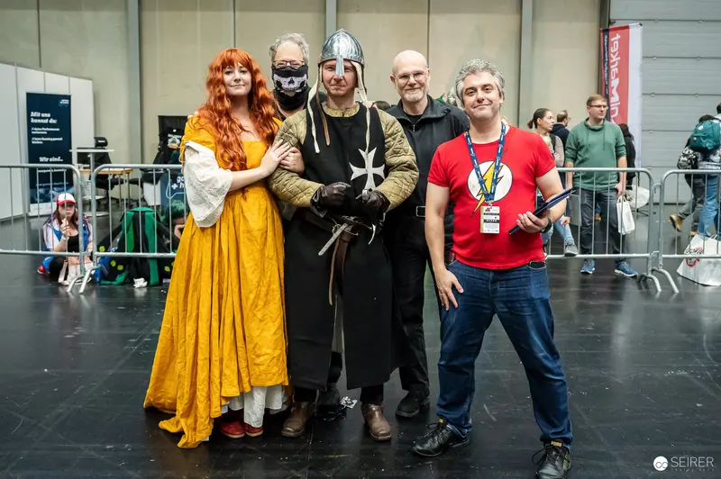 Group of Cosplayers in Medieval Knight, Fantasy and Flash Costumes at VIECC Vienna Comic Con 2023