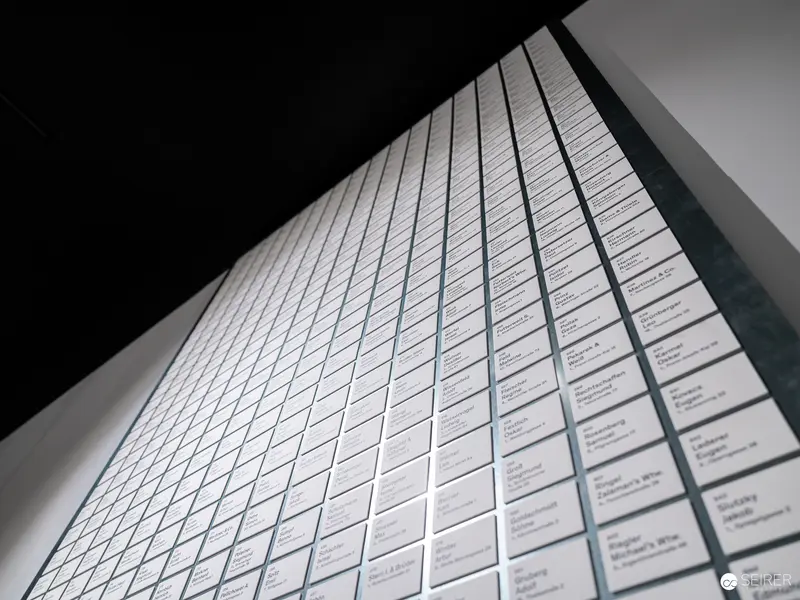 Wien Museum Wall Detail with Labeled Exhibit Panels During Preopening Renovation