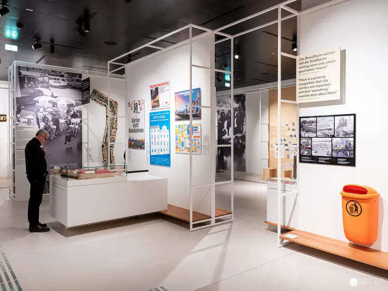 Wien Museum Pre-Opening Renovation Exhibition with Visitor Examining Displays