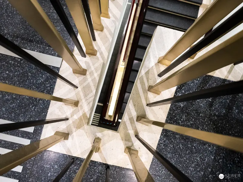 Geometric Staircase Interior View at Wien Museum Renovation Project