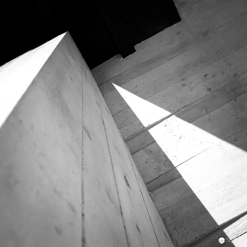 Geometric Concrete Shadows: Wien Museum Architectural Interior during Renovation