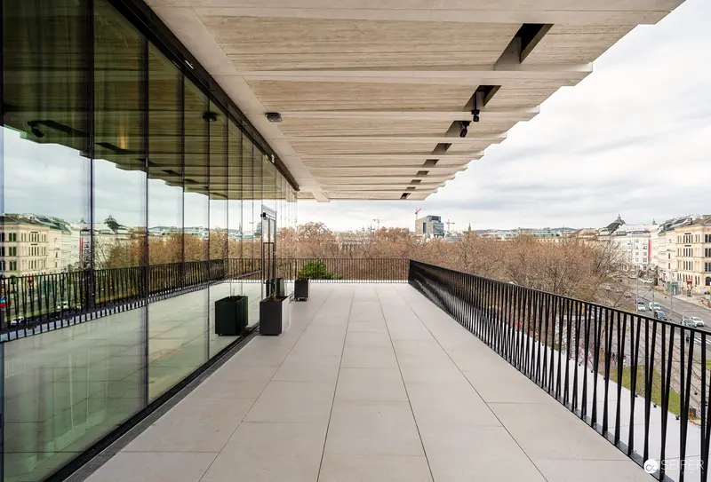 Wien Museum Terrace Overlooking Urban Cityscape with Modern Architectural Design