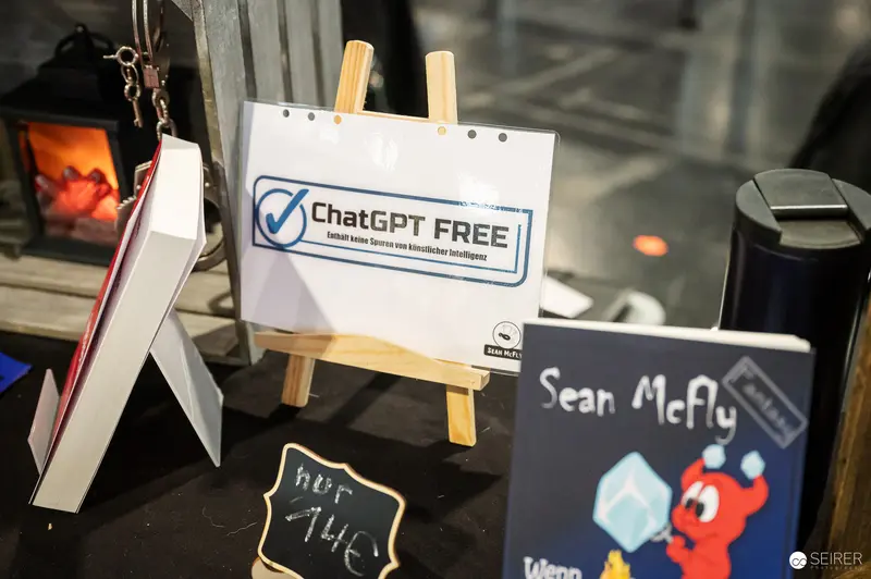 ChatGPT-Free Zone Display at Vienna ComicCon 2023 Booth