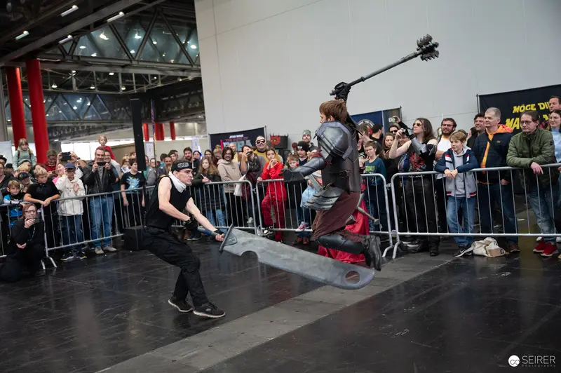 Medieval Weapon Demonstration at Vienna ComicCon 2023 Cosplay Stage