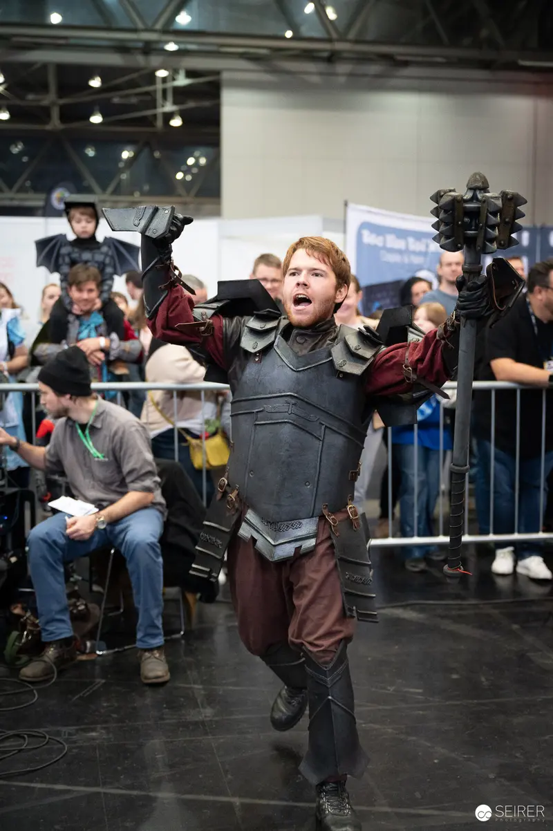 Cosplayer Performing Dynamic Pose at Vienna ComicCon 2023