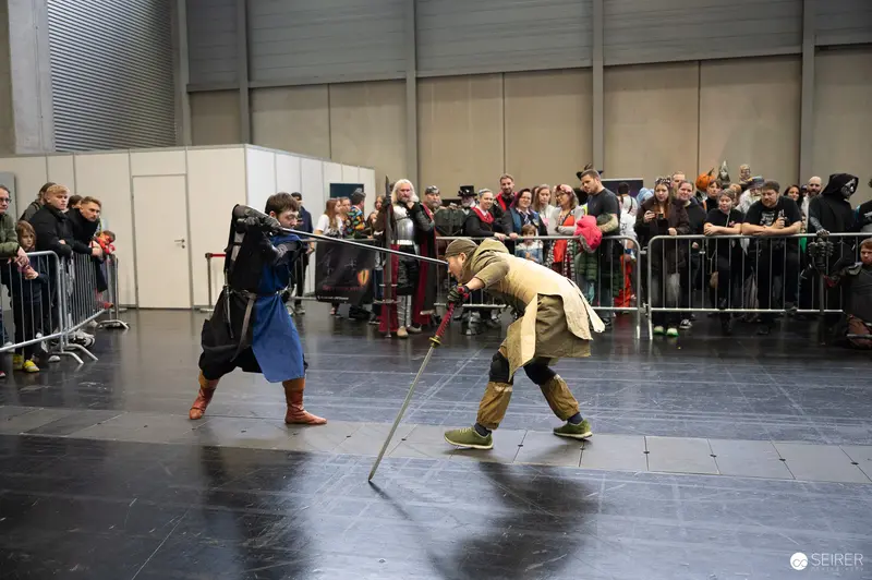 Medieval Combat Demonstration at Vienna ComicCon 2023 Historical Reenactment Stage