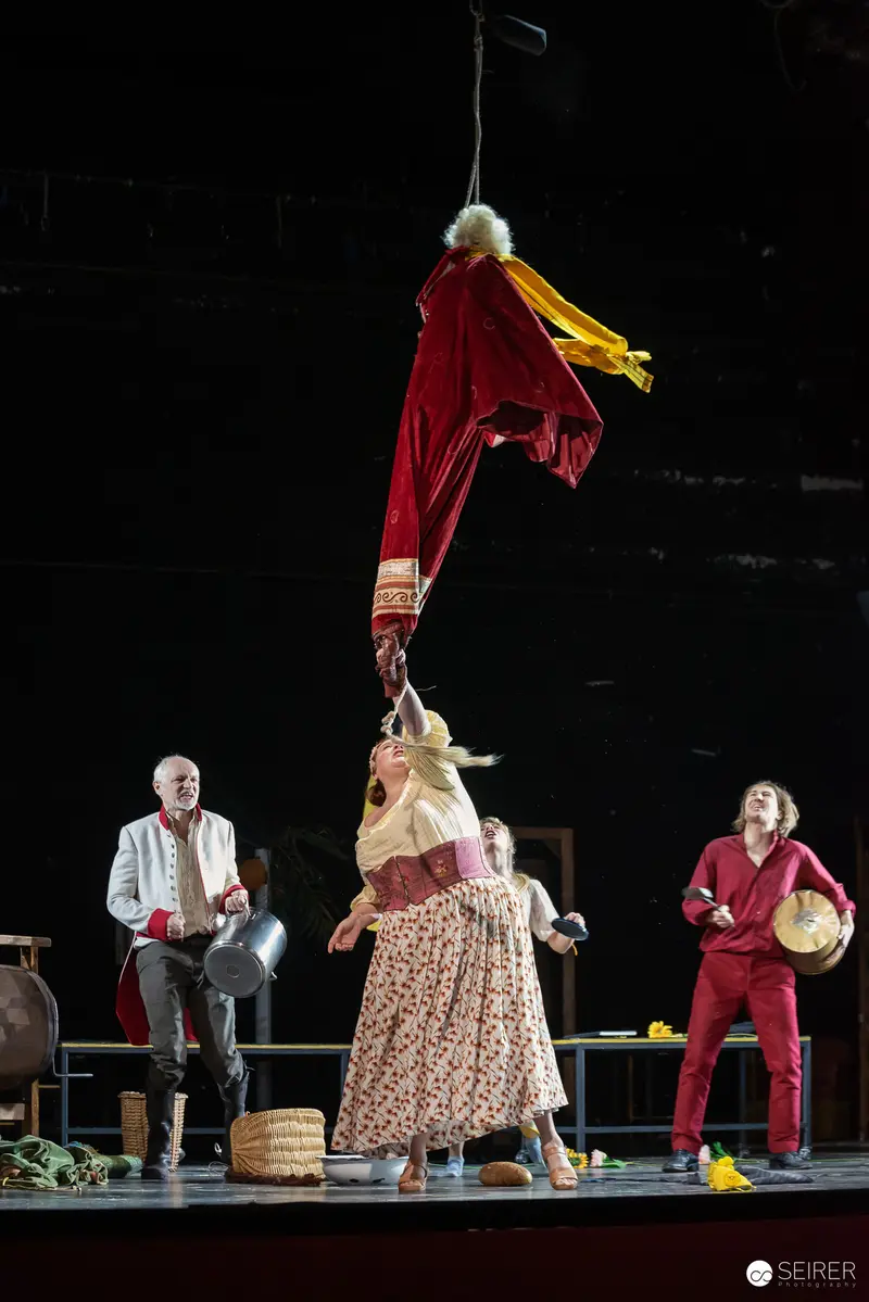 "Es muß geschieden sein" Rehearsal with Suspended Actor in Red Costume