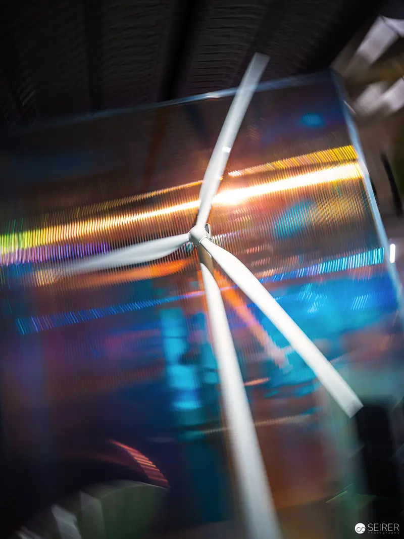 Technical Museum Vienna Exhibit: Wind Energy Turbine Blades in Motion