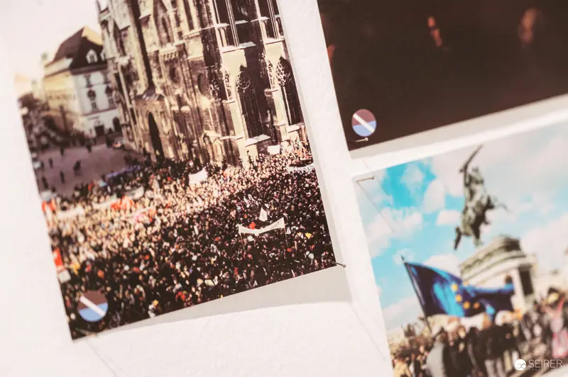 Mass Political Demonstration at Historic European City Center During Transformative Period