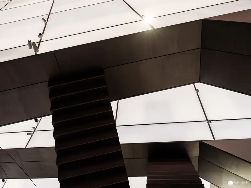 Modern Architectural Staircase with Angular Geometric Structural Design
