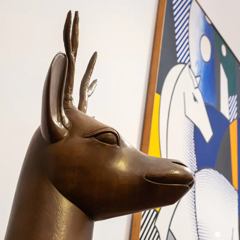 Bronze Gazelle Sculpture Beside Modernist Painting at Heidi Horten Collection