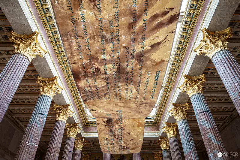 Ornate Corinthian Columns and Gilded Ceiling of Austrian Parliament Building