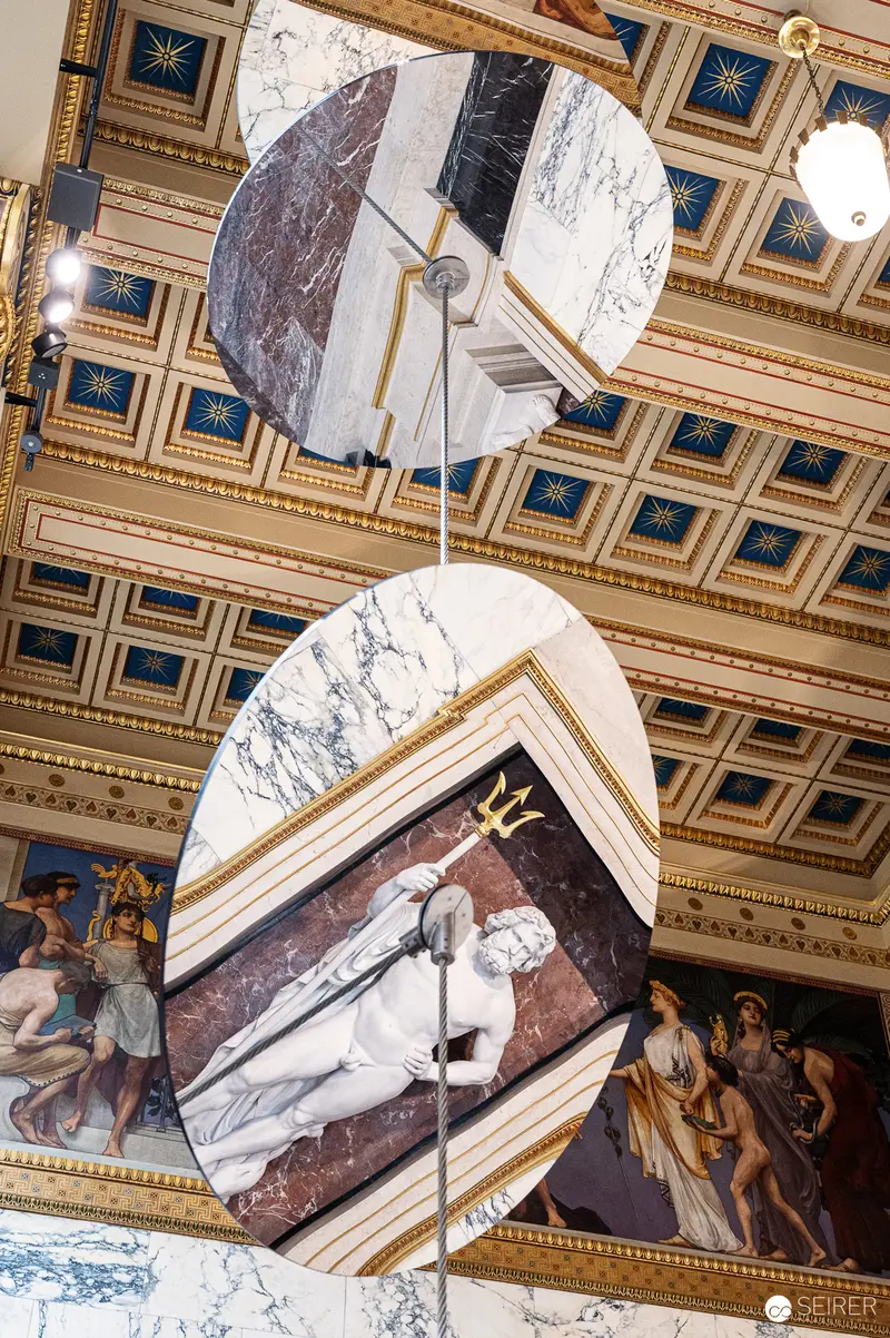 Ornate Marble Ceiling and Decorative Panels in Austrian Parliament Building