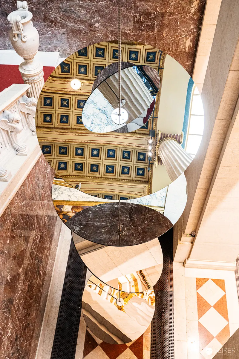 Fragmented Geometric Mirror Reflecting Architectural Interior Details