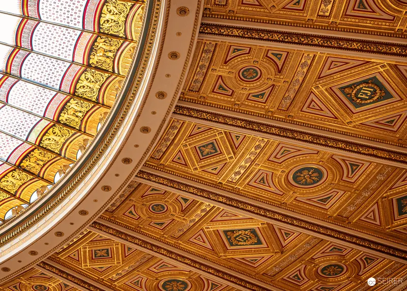 Ornate Golden Ceiling Detail from Austrian Parliament Building Interior