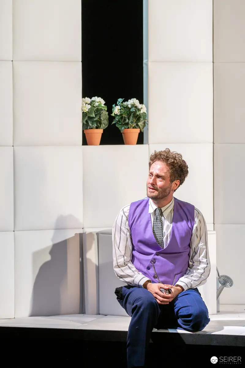 James Brown in Violet Vest at Kammerspiele Wien Theater Photoshoot