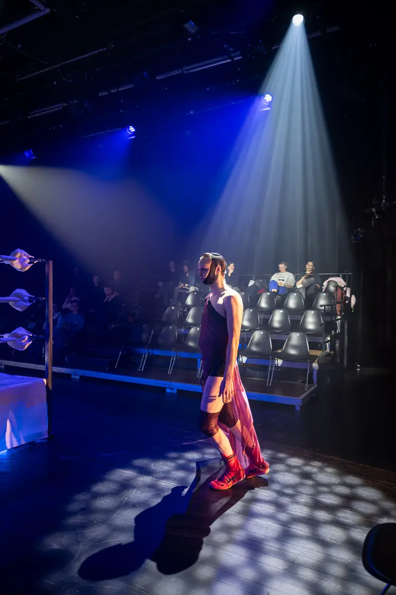 Solitary Performer on Stage During "Keeping up with the Penthesileas" at Kosmos Theater