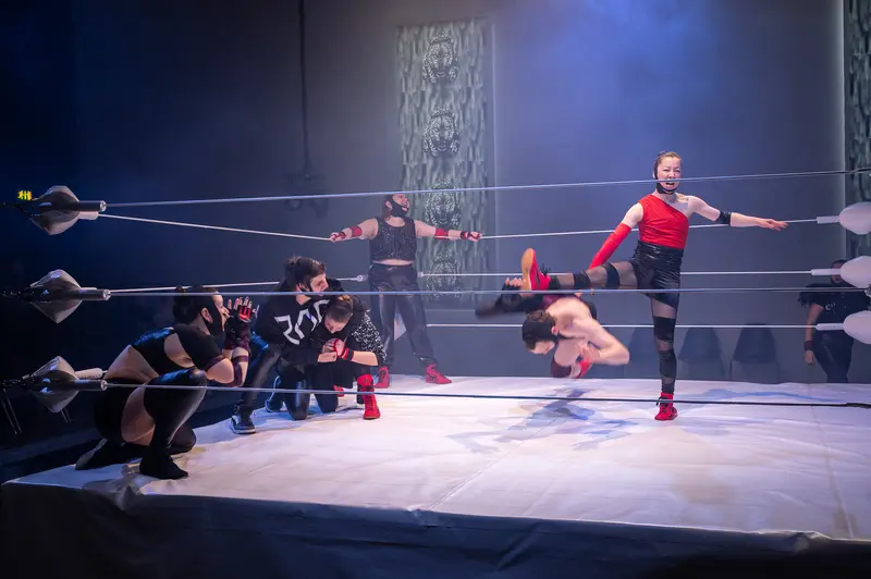 Wrestling Performers in Dynamic Action at Kosmos Theater, Wien