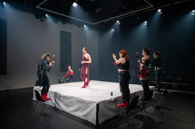 Performers Rehearsing "Keeping up with the Penthesileas" at Kosmos Theater, Wien