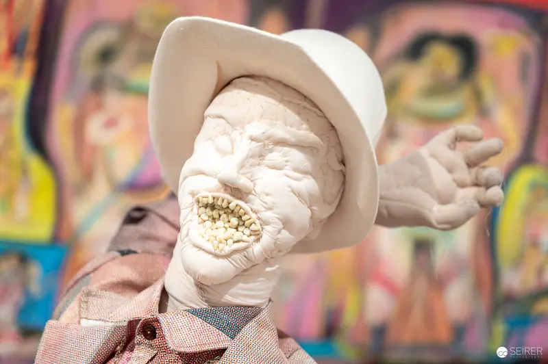 Clay Sculpture with Cowboy Hat and Seeds at Albertina Modern Diversity Exhibition