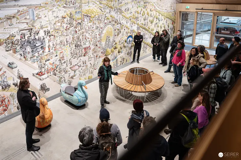New Prater Museum Opening: Olaf Osten's Panoramic Wimmelbook and Visitors