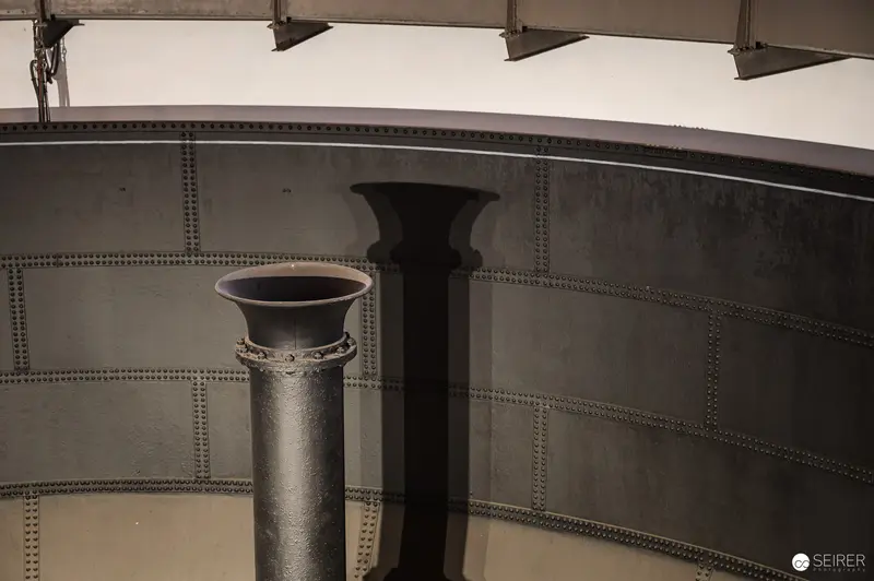 Water Tower Interior with Industrial Structural Elements and Pipes