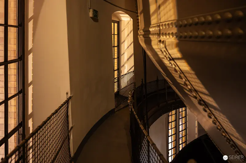 Interior Architectural View of Water Tower in Favoriten with Dramatic Lighting