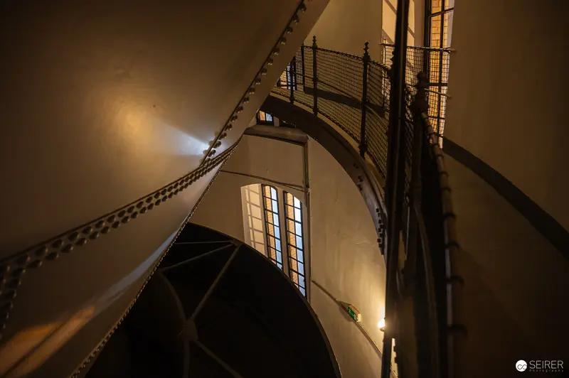 Curved Staircase and Arched Windows Inside Wasserturm Favoriten