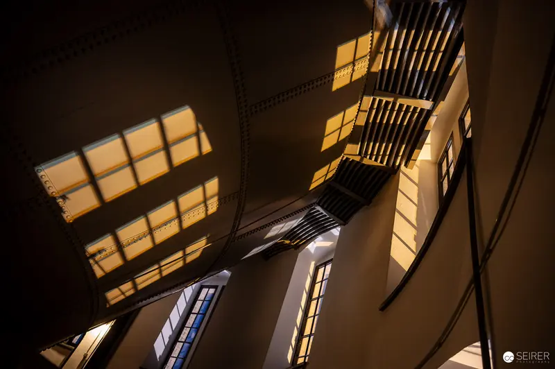 Architectural Interior with Dramatic Light and Shadow at Water Tower Favoriten
