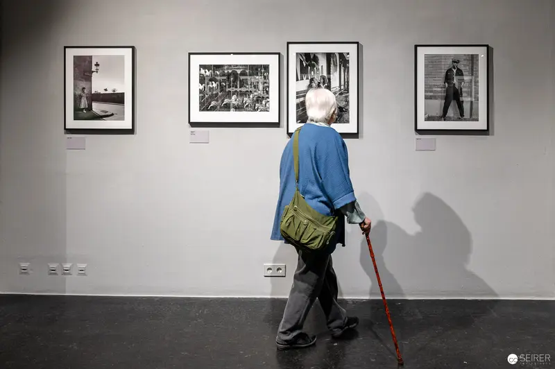 René Groebli Exhibition: Visitor Contemplating Photographic Artwork at Westlicht Gallery
