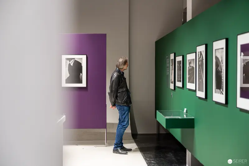 René Groebli Exhibition at Westlicht: Visitor Contemplating Black and White Photography