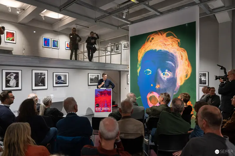 René Groebli Exhibition Opening at Westlicht Gallery, Featuring Large Pop Art Portrait
