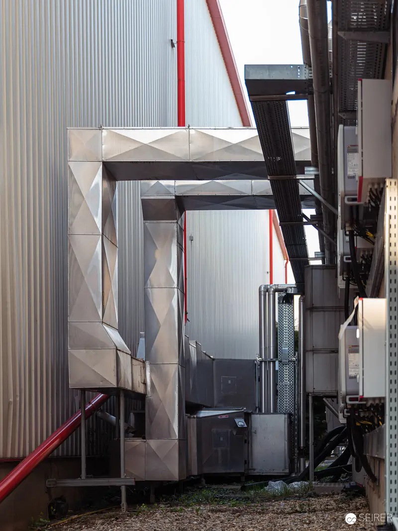 Industrial Steel Facade with Geometric Metallic Structure at Frankstahl Facility