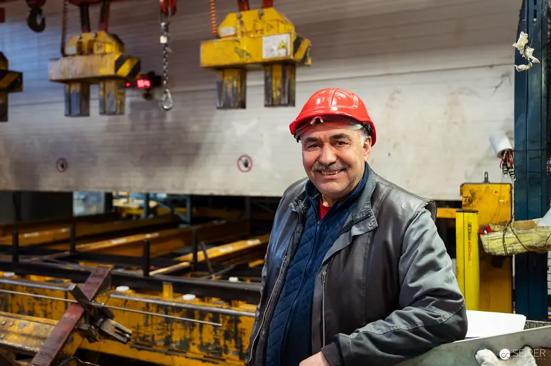 Industrial Worker in Red Hard Hat at Frankstahl Manufacturing Facility, Guntramsdorf