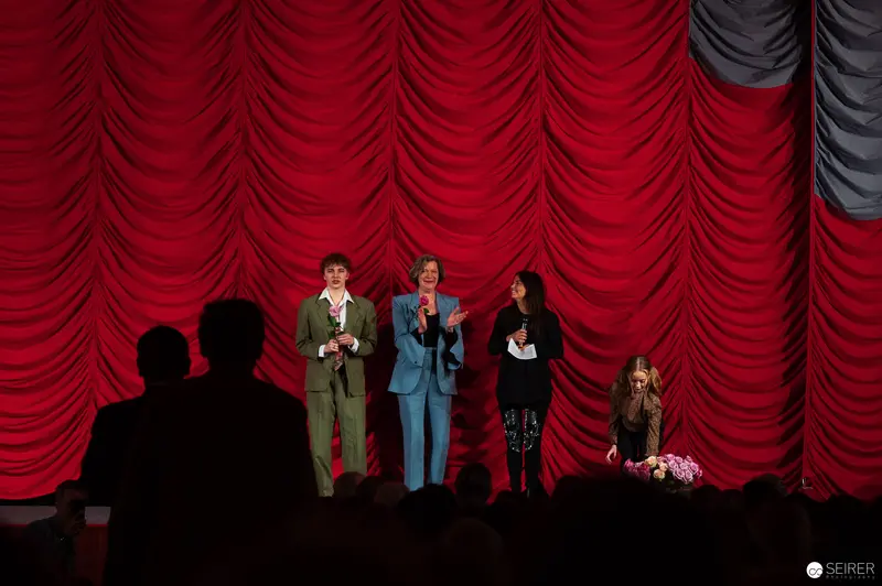 Maria Lassnig Film Premiere at Gartenbaukino with Cast and Crew on Stage