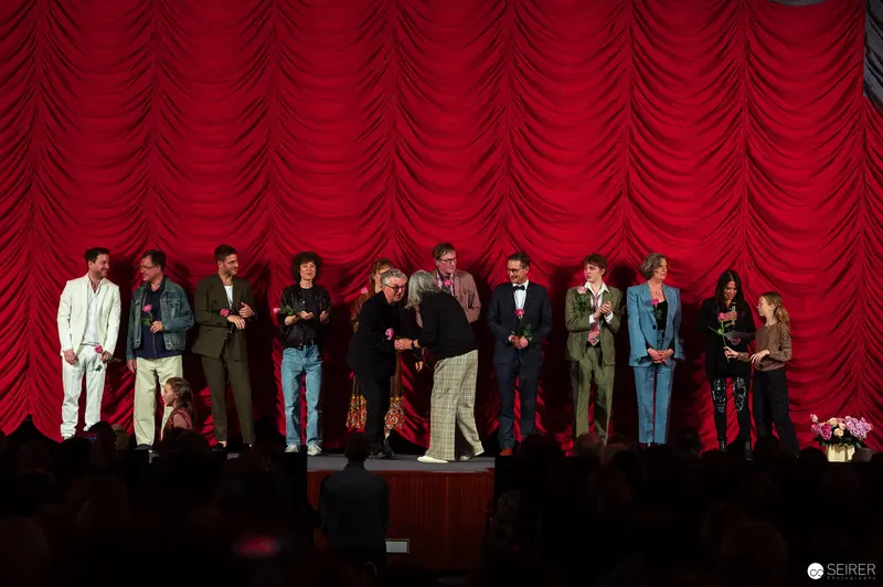 Cast of Maria Lassnig Film Premiere Gathered on Stage at Gartenbaukino, Vienna