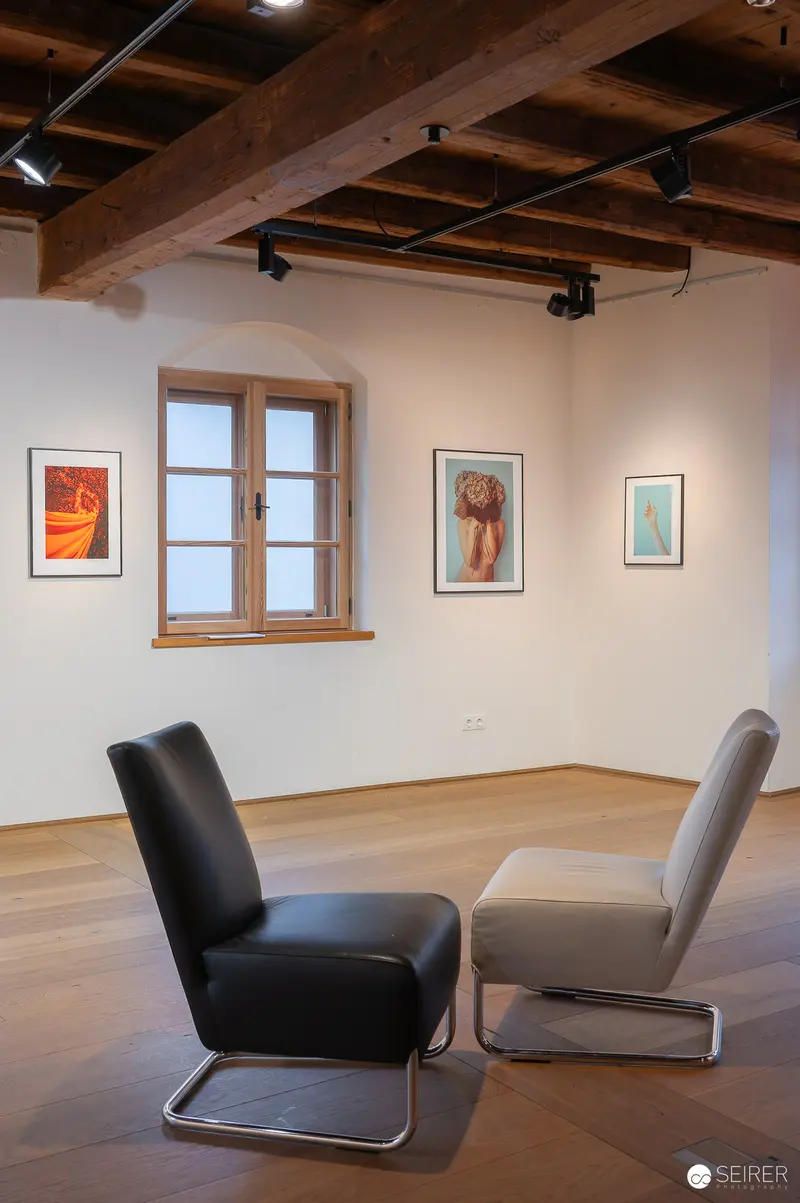 Hide & Seek Exhibition Gallery View with Contemporary Chairs at Fine-Art Gallery Traismauer