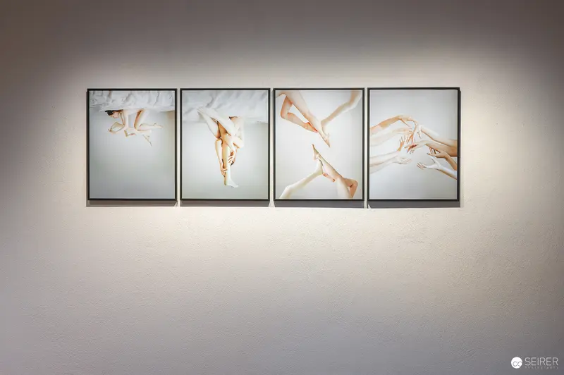 "Hide & Seek" Exhibition: Four-Panel Abstract Body Fragment Series in Sepia