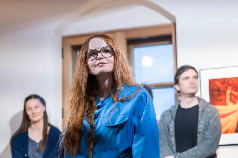 Artist in Blue Jacket at Hide & Seek Vernissage, Traismauer